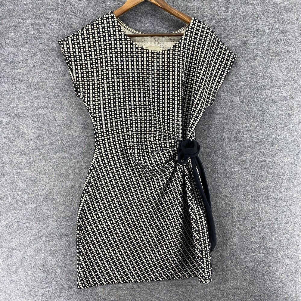Saturday/Sunday Dress Women M Medium Black Geometric Sheath Short Short Sleeve